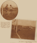 873511 Collage van 2 foto's betreffende de voetbalwedstrijd tussen Hercules (Utrecht) en H.F.C. (Haarlem), op het ...